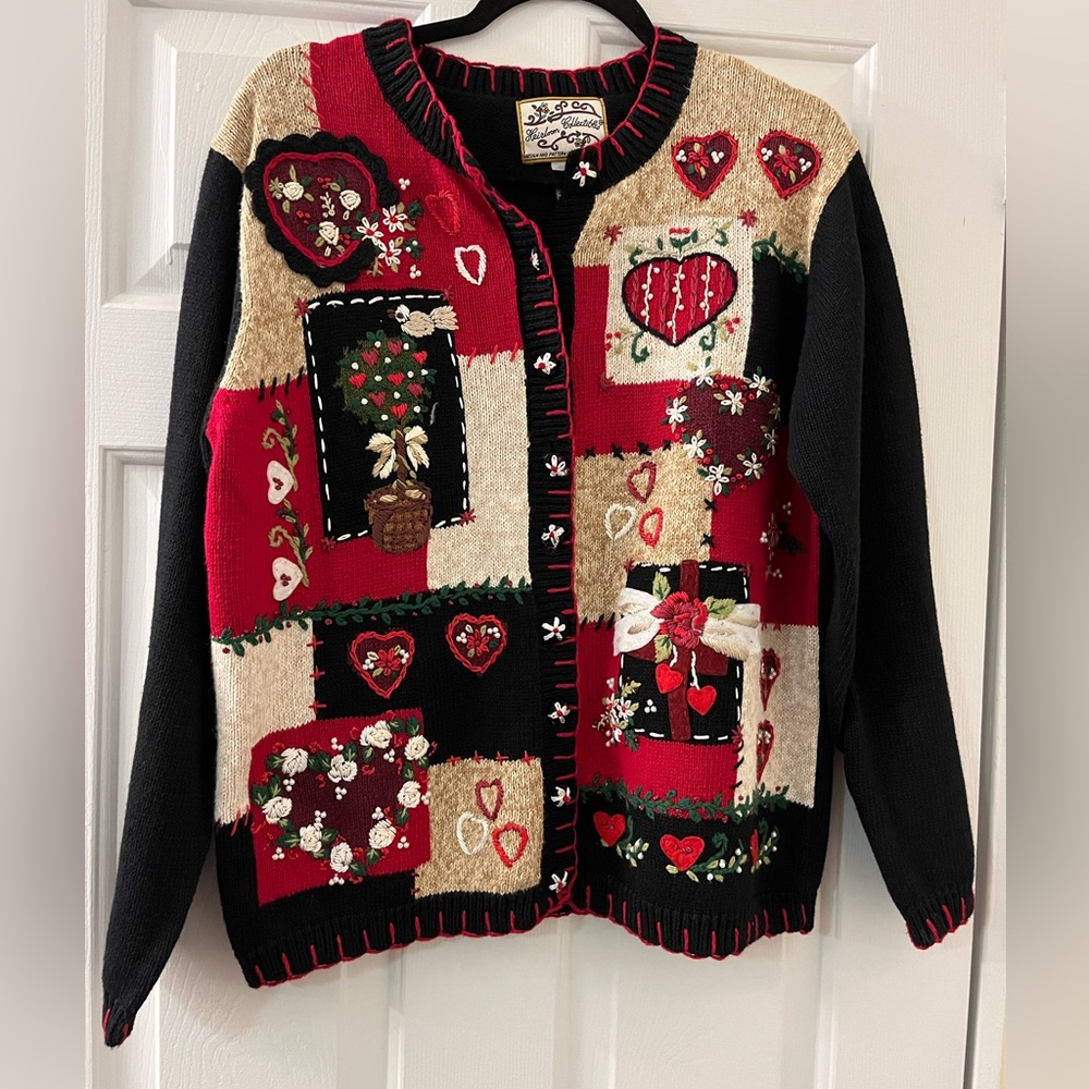 Heirloom collectibles Women's Y2K patchwork Christmas Sweater Size Small